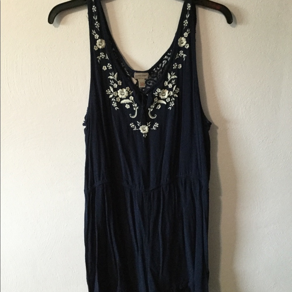 Blue Lace Back Romper XL